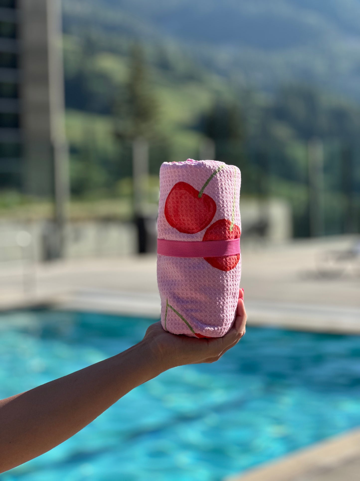 Cherry Check Pool Towel: Reversible