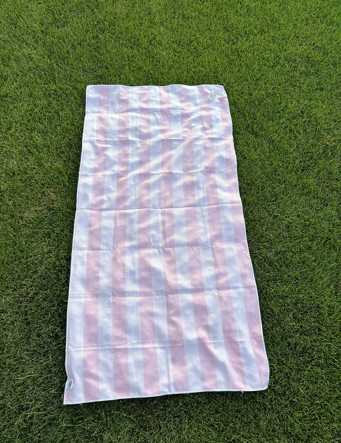 Pink Stripe Pool Towel: Reversible, pink stripe side