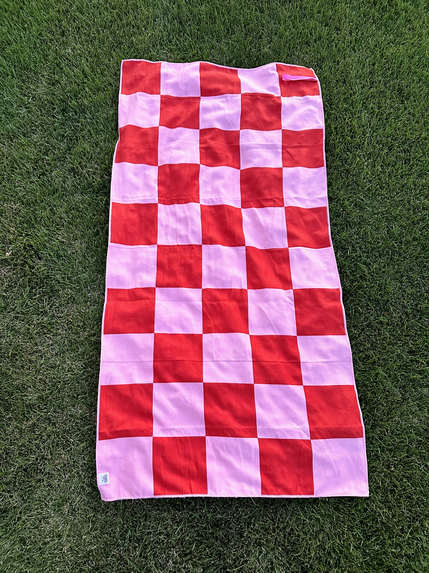 Cherry Check Pool Towel: Reversible