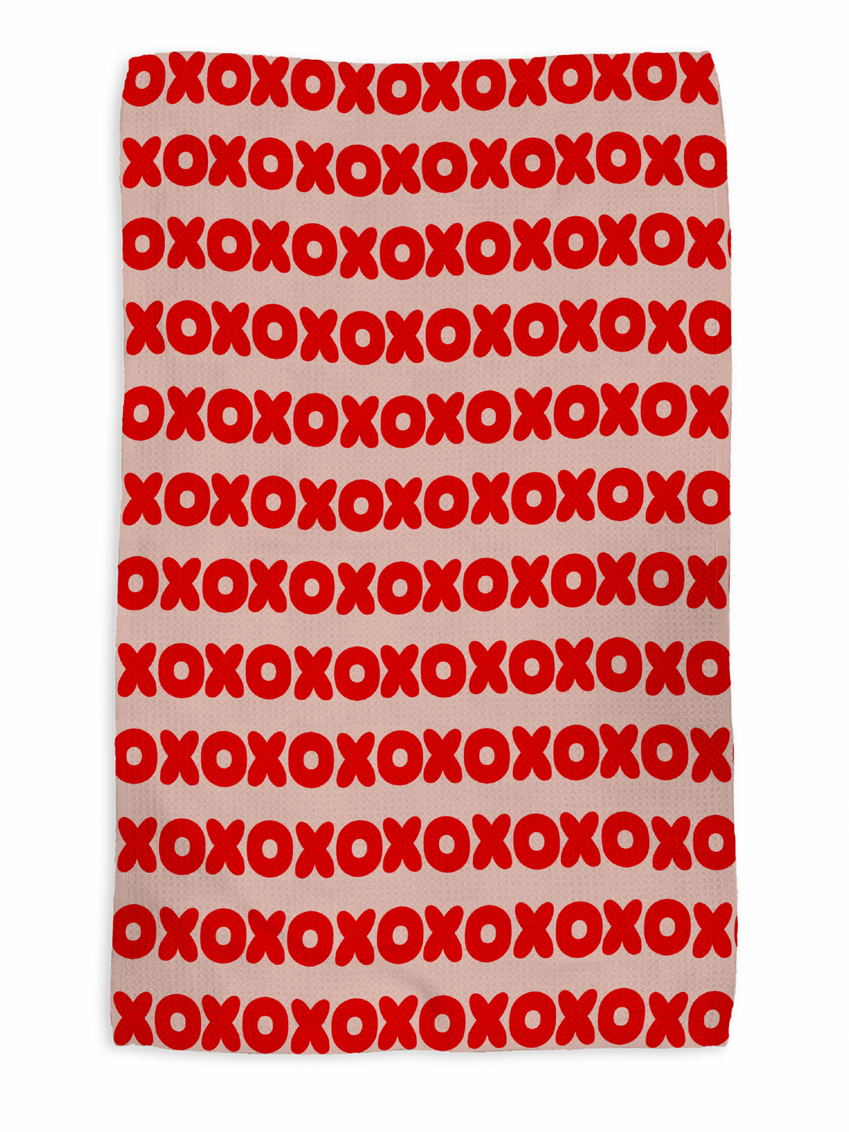 XOXO kitchen tea towel, flat lay
