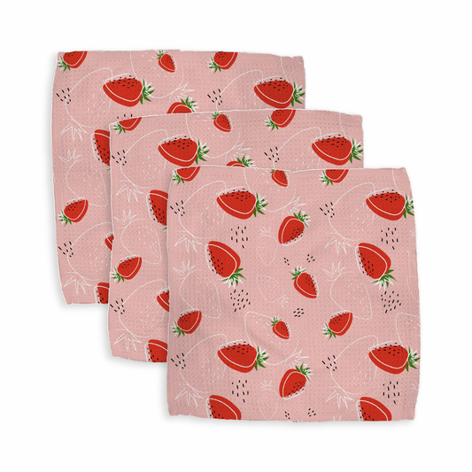Berries (3 pack) 12x12 wash cloth, flat lay