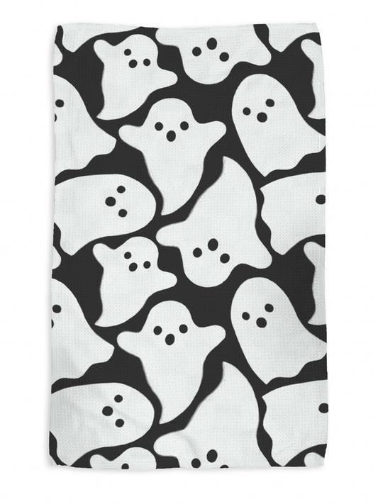 Spooky kitchen tea towel, flat lay
