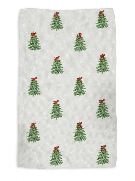 Bows & Branches kitchen tea towel, flat lay