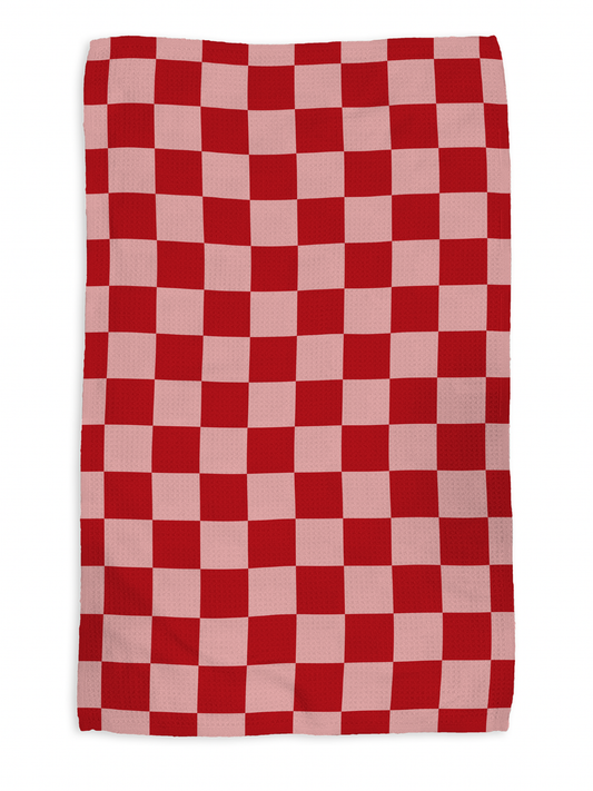 Moody Check kitchen tea towel, flat lay