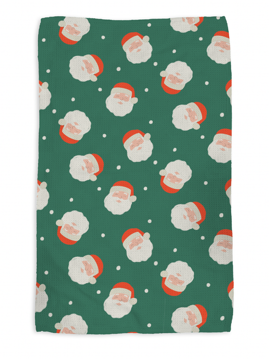 Santa kitchen tea towel, flat lay
